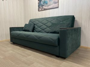 Диван Престиж-15 НПБ+МДФ, велюр Sensey bottle green в Серове - serov.magazin-mebel74.ru | фото