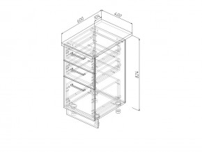 Н3Я 40 Модуль нижний Без Столешницы 3 ящика МН3Я 40 в Серове - serov.magazin-mebel74.ru | фото