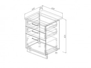 Н3Я 60 Модуль нижний Без Столешницы 3 ящика МН3Я 60 в Серове - serov.magazin-mebel74.ru | фото