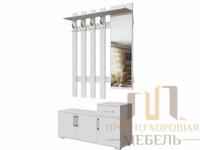 Вешалка с зеркалом 1,0 м №3 Ясень Анкор светлый в Серове - serov.magazin-mebel74.ru | фото